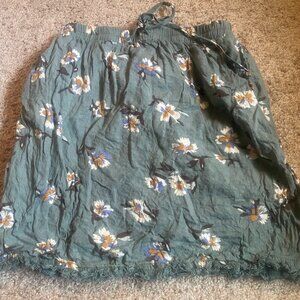 Green and flower skirt
